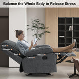 KeyEnergy Manual Rocker Recliner Chair for Adults, High Back Glider with Deep Seat, Upholstered Fabric Armchair for Living Room & Nursery, Dark Grey KeyEnergy