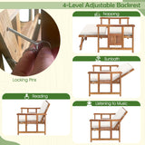 LDAILY Moccha Acacia Wood Outdoor Daybed - Wooden Loveseat Sofa with 4-Level Backrest, Storage Ottoman, Cushions, Outside Sunbed, Double Bed Lounger for Backyard Porch Pool Patio Furniture Set LDAILY