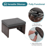 OC Orange-Casual Outdoor Loveseat 3 Piece Patio Furniture Set Outdoor Conversation Set All-Weather Wicker Love Seat with Ottoman/Side Table, Brown Rattan, Dark Grey OC Orange-Casual