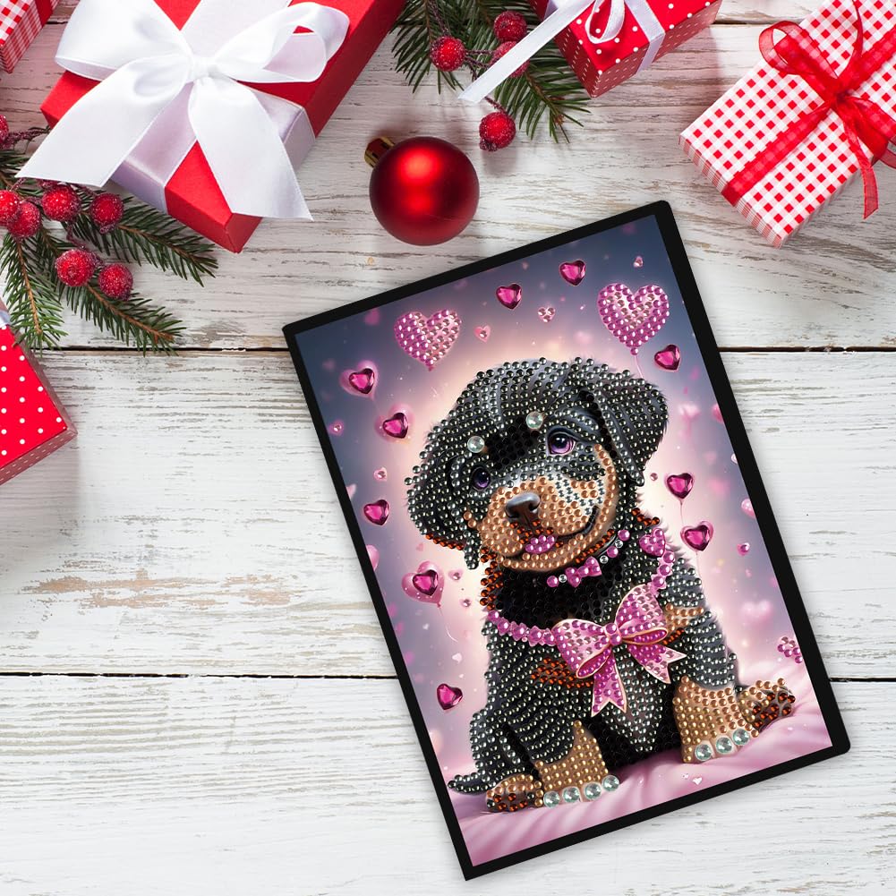 Puppy 5D Diamond Painting Notebook Art Kits for Adults Beginners Diamond Painting Sketchbook Dots Art Journal with Lined Pages Accessories Gift Box A5 Leather Crafts Projects Generic