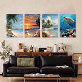 XTCIXAL 4 Pack Paint by Numbers Kit for Adults with Framed and Easel, Beach Paint by Number Kits, Sea Turtle Acrylic Oil Painting with Brushes for Home Wall Decor (8x12 Inch) XTCIXAL