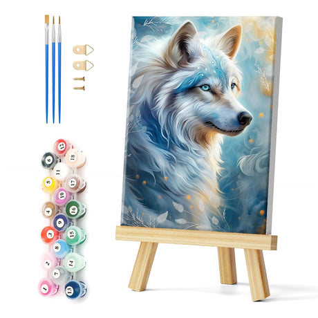 Natuyalo Wolf Paint by Numbers Kit for Adults Beginner with Frame Animals Easy Acrylic Painting on Canvas 12x16 inch with Paints and Brushes, Framed Paint by Numbers for Home Wall Decor Natuyalo