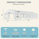 EROMMY 20x50ft Party Tent, Outdoor Wedding Tent, Heavy Duty Large Canopy Carport with Removable Sidewalls, 2 Roll-up Doors, 5 Storage Bags, Gazebo Shelter Tent for Party Event Commercials, White EROMMY