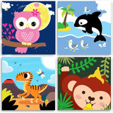 4 Pack DIY Paint by Numbers for Kids Ages 4-8-Paint by Number for Kids Beginners Easy Acrylic Paint Numbers Canvas Art Ages 8-12, Oil Painting Paint by Number Kits for Wall Decor 8x8in(without Framed) KYOQFVN