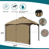 Gazebo Universal Replacement Privacy Curtain - Wonwon Privacy Panel Canopy Side Wall with Zipper for 10' x 12' Outdoor Gazebo (Khaki) Wonwon
