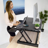 Mount-It! Electric Standing Desk Converter with 35.4" x 23.2 Desktop Riser, Motorized Stand Up Desk Convertor, Built-in USB Port, Ergonomic Height Adjustable Standing Desk Topper in Black (MI-7927E) Mount-It!