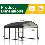 VIWAT Carport 10x15 FT, Metal Carport with Enhanced Base, Outdoor Heavy Duty Garage Galvanized Car Shelter for Pickup, Car, Boat and Tractors VIWAT