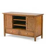 SIMPLIHOME Warm Shaker SOLID WOOD 47 Inch Wide Transitional TV Media Stand in Light Golden Brown For TVs up to 50 Inches, For The Living Room and Entertainment Center SIMPLIHOME