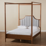Baxton Studio Dakota Platform Canopy Bed, Queen, Light Grey/Ash Walnut Baxton Studio