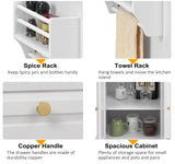 Finnhomy Rolling Kitchen Island With Drop Leaf, Thicken Rubberwood Top, Spice Rack, Towel Rack, Drawer, 43.3" Portable Mobile Kitchen Island Carts Table, Storage Cabinet, Both Wheels and Feet Included Finnhomy