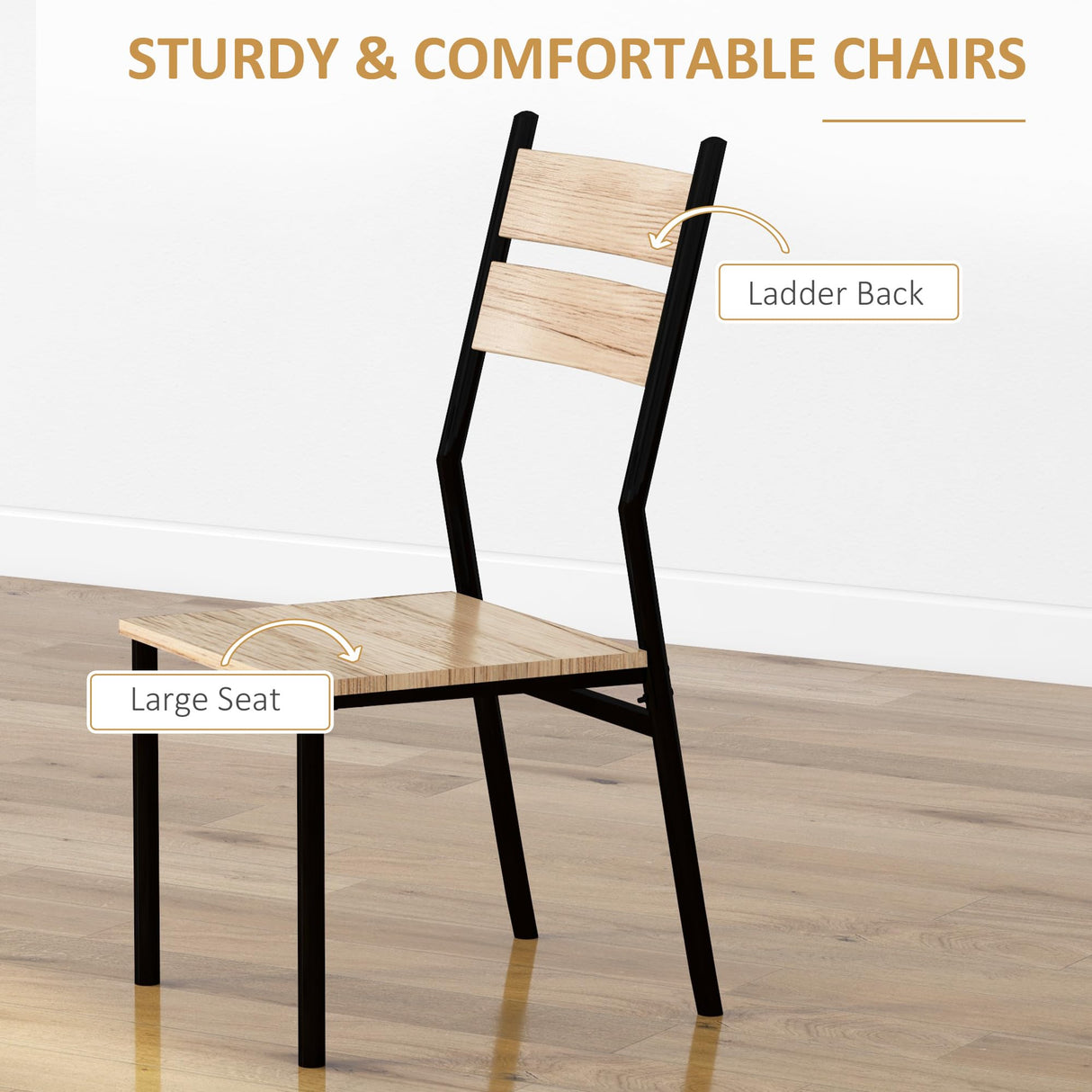 HOMCOM Light Wood Grain 3-Piece Dining Table Set for Small Spaces HOMCOM