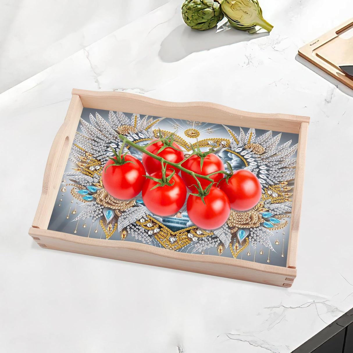 JISHSHAY Diamond Art Serving Tray Diamond Painting Food Tray Gem Art Serving Platter Gem Painting Mosaic Kits for Adults DIY Kits for Adults Table Decor, with Handle 20×30cm/7.87×11.81in, Jesus JISHSHAY