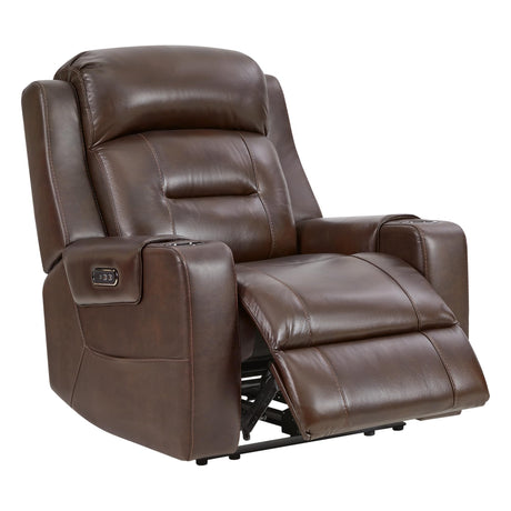 Watson & Whitely Genuine Leather Power Recliner Chairs for Adults, Lay Flat Recliner with Power Headrest, USB Ports and Cup Holders, Electric Reclining Sofa for Living Room, Bedroom, Dark Brown Watson & Whitely