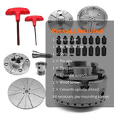 Aspaton 3.75-Inch 4 Jaw Wood Turning Lathe Nickel Plated Chuck and Cutting Jaws Kit with T-Wrench and 6 Corner Star Fasteners 1 Inch x 8TPI Aspaton