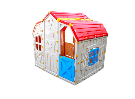 Costzon Playhouse, Cottage Playset w/Windows, Doors & Roof, Indoor Outdoor Playhouse for Kids Costzon