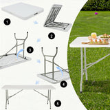ONUUNPY 6ft Heavy Duty Portable Folding Table - Plastic Dining Table Indoor/Outdoor White Plastic Table for Parties, BBQs, and Camping ONUUNPY