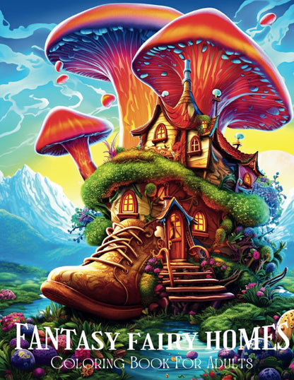 Fantasy Fairy Homes Coloring Book for Adults: A Stress-Relieving Mystical Fairytale Architecture Full of Whimsical Images Enchanted Dwellings and Magical Scenes