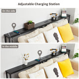 ELYKEN 2 Pack 5.9" Narrow Console Sofa Table with Power Outlets, 5.9" Dx39.4 Wx31.1 H Long Black Behind Couch Table with Metal Frame and Charge Station with 6.5’ Extension Cord ELYKEN