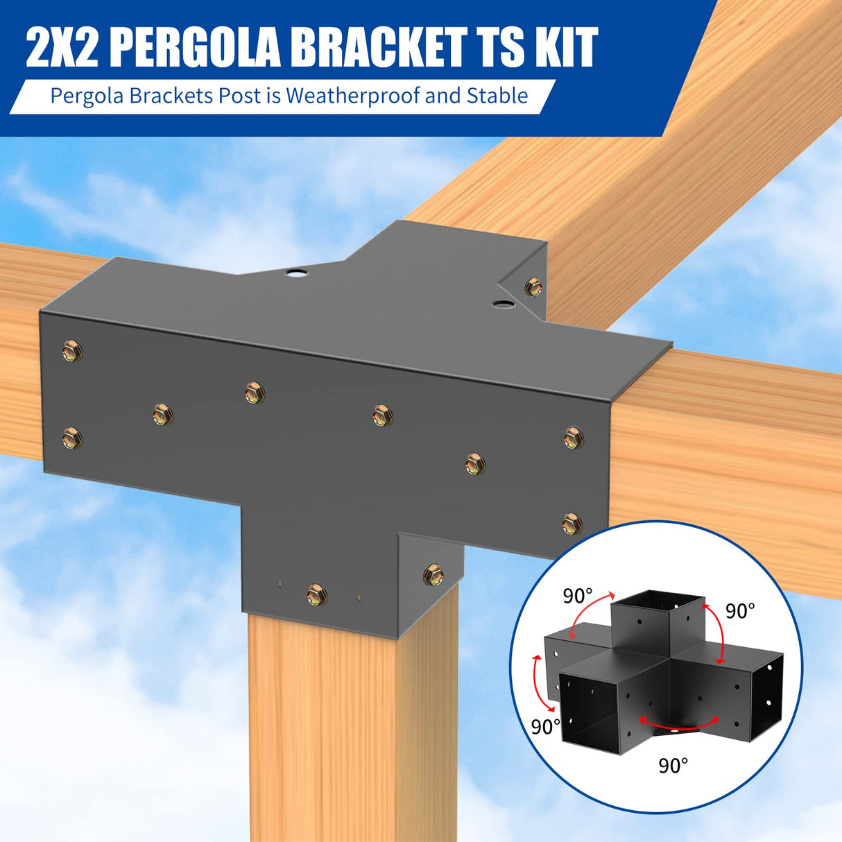 pergola Brackets 4x4 Woodworks Pergola kit Modular Modern Outdoor Pergola Hardware Kit DIY Elevated Wood Stand kit Includes 2 Bracket Shoulders 2 Boots for 4x4 (Actual: 3.5x3.5 Inch) Lumber Likeem