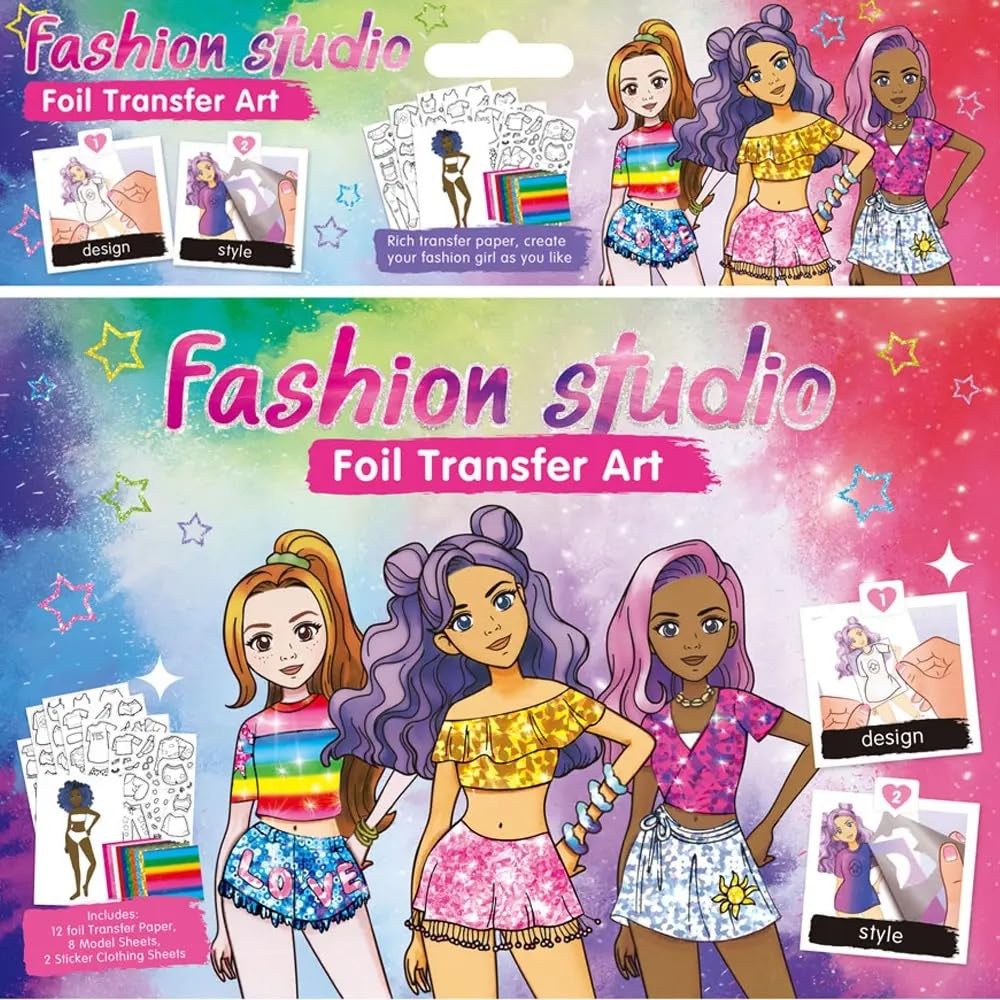 Foil Transfer Art, Fashion Studio Foil Fun, No Mess Art for Kids, DIY Creative Activity, Gifts for Girls and Boys Ages 6,7,8,9,10 Travel Toys Generic