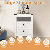 BTDWI Farmhouse Nightstand Set 2, Wood Side Table with Drawers and Storage Shelf, Square End Table for Bedroom, Light Beige Rustic Oak BTDWI