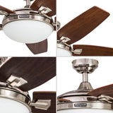 Honeywell Ceiling Fans Carmel, 48 Inch Contemporary Indoor LED Ceiling Fan with Light, Remote Control, Dual Mounting Options, Dual Finish Blades, Reversible Motor - 51920-01 (Brushed Nickel) Honeywell