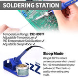 YIHUA 853D 2A USB SMD Hot Air Rework Soldering Iron Station, DC Power Supply 0-15V 0-2A with 5V USB Charging Port and 35 Volt DC Voltage Test Meter YIHUA