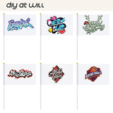 Hyuetrsa 200 Pcs Solid White Blank Sublimation Flags Small Hand Held Sublimation Flags, Mini White DIY Graffiti Flags on Stick,Party Decorations for Parades Birthday Wedding Events Celebration Hyuetrsa