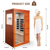 Far Infrared Sauna Home Saunas Spa Room,Low EMF Okoume Wooden Indoor Dry Sauna,Ideal for 1 Person Home Sauna with Bluetooth Speaker,Christmas Birthday Gift for Family Friends InfraHHZQ