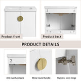 Goderfuu 60" Bathroom Vanity with Double Sink, Floating Bathroom Vanity with Ceramic Basin, White Wall Mounted Bathroom Vanity Cabinet, 60 inch Bathroom Vanities with 4 Doors and Open Storage Shelves Goderfuu