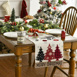 Artoid Mode Red Pine Trees Merry Christmas Table Runner, Winter Xmas Holiday Kitchen Dining Table Decoration for Home Party Decor 13x72 Inch Artoid Mode