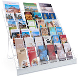 Displays2go 6-Tier Wire Countertop Rack for Literature, Open Shelving Accommodates a Variety of Items, Small Sign Channel - White Displays2go