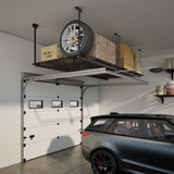 Jusgym 45-Inch x 45-Inch Overhead Garage Storage Rack, 17"-28" Height Adjustable Garage Ceiling Storage Racks, Heavy Duty Storage Organizer System, 250LBS Weight Capacity, Black Jusgym