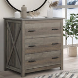Vikiullf Wooden Chest of Drawer - 3 Drawer Dresser for Bedroom, Farmhouse Dresser, Storage Drawers for Bedroom, Nursery, Living Room, Hallway, Entryway Organizer, Grey Vikiullf