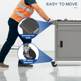 5-Drawers Gray Tool Chest, 2-in-1 Mechanic Rolling Tool Box Removable Lockable Tool Storage Cabinet, Metal Tool Cart with Drawers and Wheels for Garage, Workshop CMFYDAILY