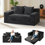 Convertible Sofa Bed, Boneless Couch Loveseat Sleeper, 2 in 1 Folding Couch Bed, Fold Out Comfy Floor Futon Sofa with Pillows for Living Room Bedroom, Black feliz home