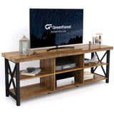 GreenForest TV Stand for TV up to 65 inches, Entertainment Center with 6 Storage Cabinet for Living Room, 55 inch Farmhouse Television Stands Console Table, TV stands for Living Room, Walnut GreenForest