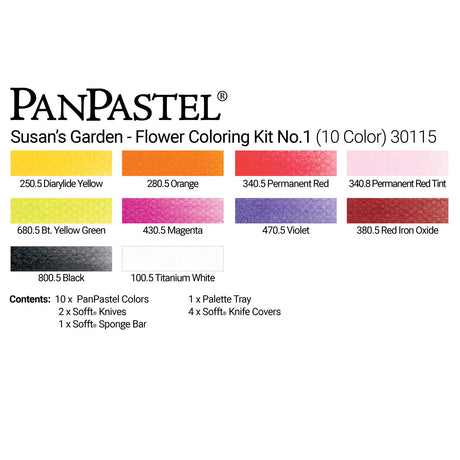 PanPastel Artist Pastels by GOLDEN, Flower Coloring 1 - Susan Tierney Cockburn Set, 10 Color, Professional Artist Pastels, Unique Pan Format (cake-like) PanPastel