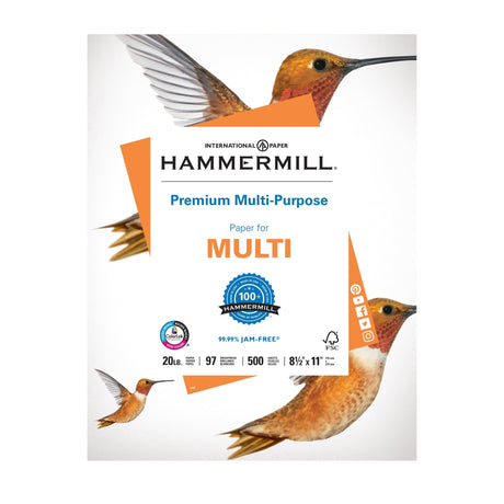 Hammermill Printer Paper, Premium Multipurpose Paper 20 lb, 8.5 x 11 - 1 Ream (500 Sheets) - 97 Bright, Made in the USA Hammermill