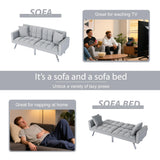 Modern Velvet Futon Sofa Bed,Convertible Sleeper Loveseat with 4 Folding Backrest,78" Comfy Deep Seat Cloud Couch Bed for Living Room Apartment Office (Light Grey) Majnesvon