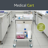 Pearington 2-Tier Rolling Medical and Lab Storage Cart, Large Capacity Portable Cart with Sealed Top and Silent Wheels for Lab, Clinic, Salon, and More, 19.65'' L x 15.72'' W Pearington