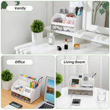 VITVITI Toothbrush Holders for Bathrooms Countertop, 5 Slots Toothpaste Bathroom Counter Sink Organizer with Drawers, Plastic Bathroom Organizer for Vanity/Makeup/Office White VITVITI