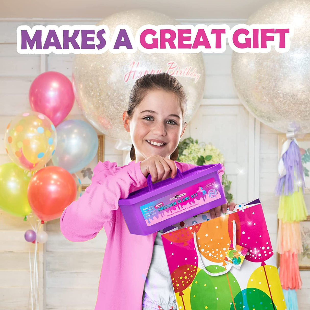 Original Stationery Mini Unicorn Slime Kit for Girls Ages 8-12, Create Unicorn Sparkle, Foam, Clay and Jelly Cube Slime, Fun Crafts for Kids Original Stationery