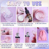 TSVATE Lip Gloss Making Kit, 58PCS DIY Lip Gloss Kit, Lipgloss Making Kit for Women, Beginner, Girls, Moisturizing Lipgloss Base Moist, Double-Ended Tubes, Jojoba Oil, Tween Girls Gift Trendy Stuff TSVATE