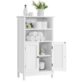 Yaheetech Bathroom Floor Cabinet, Free Standing Cabinet with Double Door and Adjustable Shelf, Side Tall Storage Organizer for Living Room/Kitchen/Hallway/Home Office, White Yaheetech