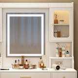 Leavader Vanity Desk with Lighted Mirror - 41.3" White Vanity Table with USB Ports & Large Storage Space, Modern Makeup Desk Dressing Table for Home Apartment Leavader