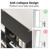 FACBOTALL Bookshelf and Bookcase with Doors, 6 Tier Double Wide Large Bookshelves, Open Display Shelves, 73'' Tall Bookshelf with Storage Cabinets for Home Office, Living Room, Library, Black FACBOTALL