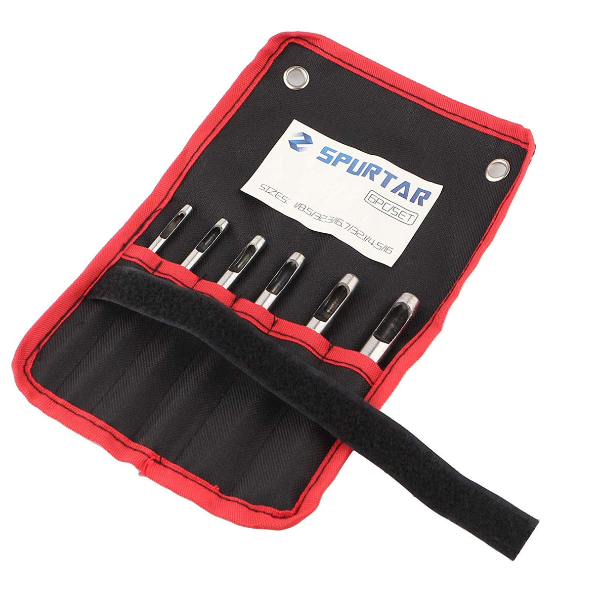 Spurtar 6PCS Leather Hole Punch 1/8'' - 5/16'' Heavy Duty Round Hollow Belt Hole Puncher High Carbon Steel Leather Punch Tool for Belts Watch Cloth Gaskets with Storage Bag Spurtar