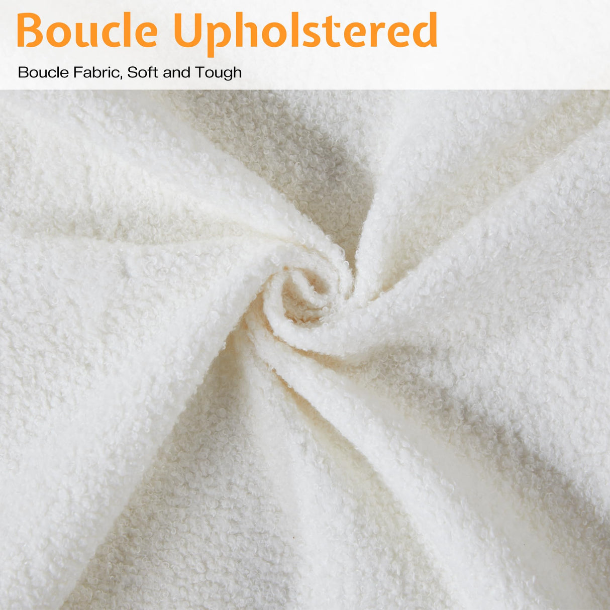 Jocisland King Size Upholstered Bed Frame with Boucle Chenille Fabric, Cloud-Inspired Headboard & Corner Design, Sturdy Platform Bed, No Box Spring Needed, White Jocisland