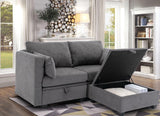 asunflower Loveseat Sofa with Ottoman,Love Seat Small Couch with Storage Seats, Modular Sectional Sofa for Small Spaces, Convertible L Shaped 2 Seater Couch for Bedroom,Office,Dorm(Dark Grey) asunflower